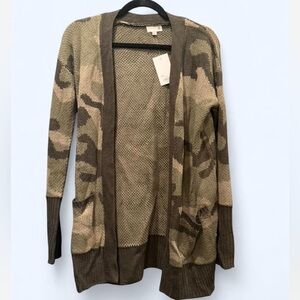 Kohl's Camouflage Open Front Cardigan